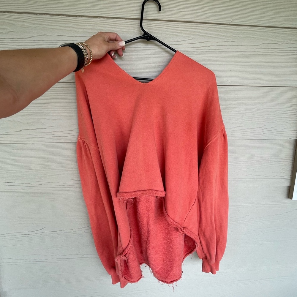 oversized coral free people sweatshirt